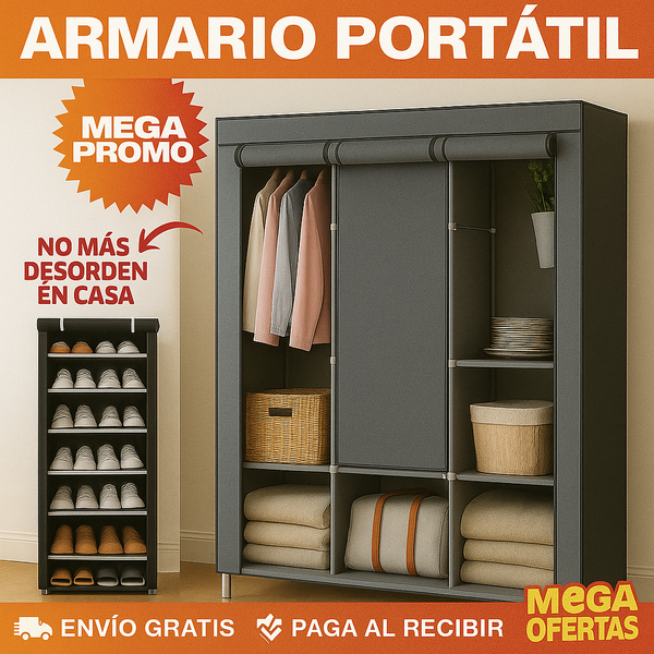 🏠COMBO ZAPATERO DE TELA + CLOSET DESARMABLE DE TELA🏠