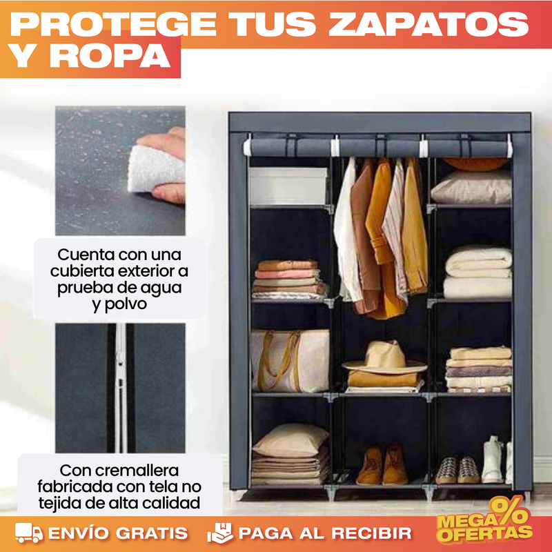 Closet Ropero Armable 3 Puertas Organizador Portatil