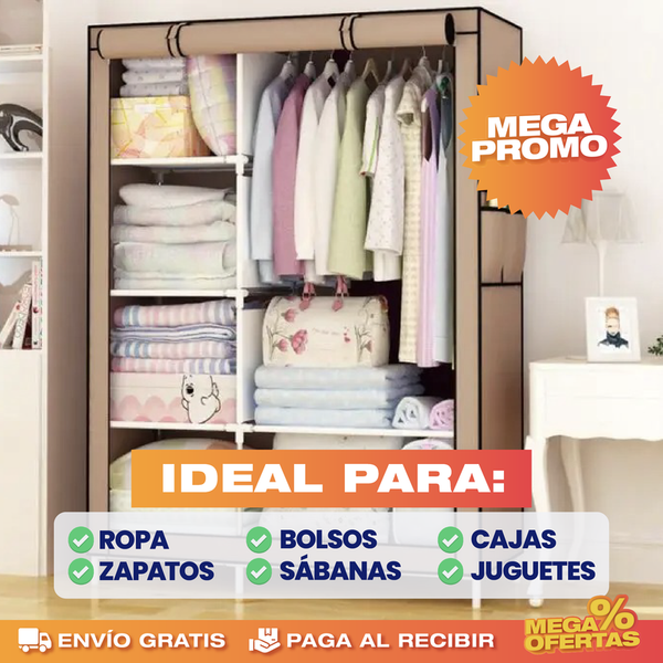 Closet Ropero Armable 3 Puertas Organizador Portatil